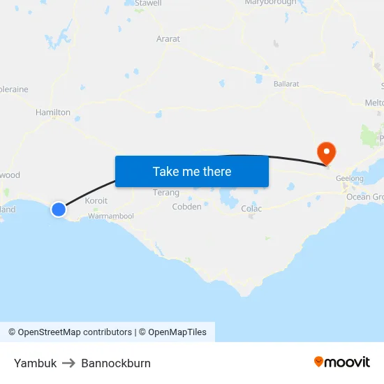 Yambuk to Bannockburn map