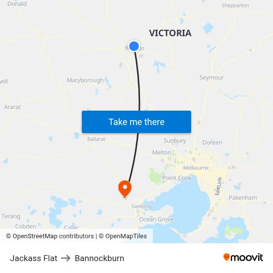 Jackass Flat to Bannockburn map