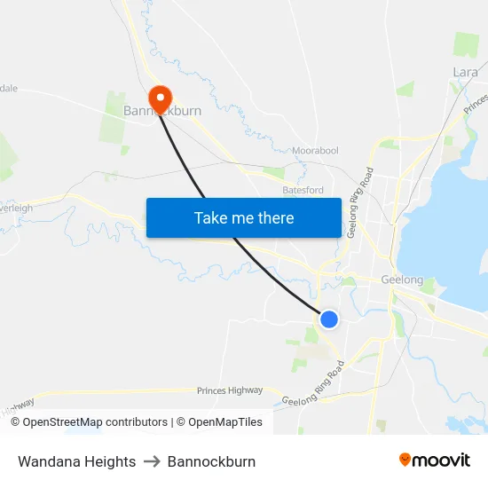 Wandana Heights to Bannockburn map