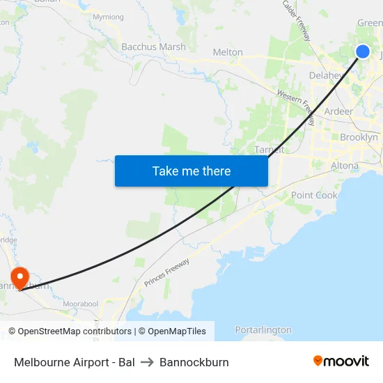 Melbourne Airport - Bal to Bannockburn map