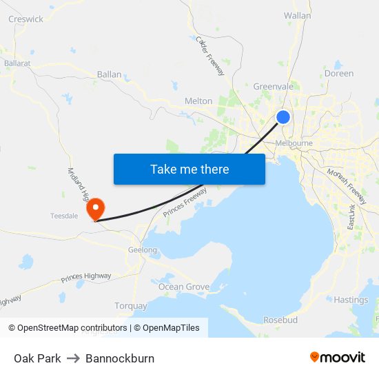 Oak Park to Bannockburn map