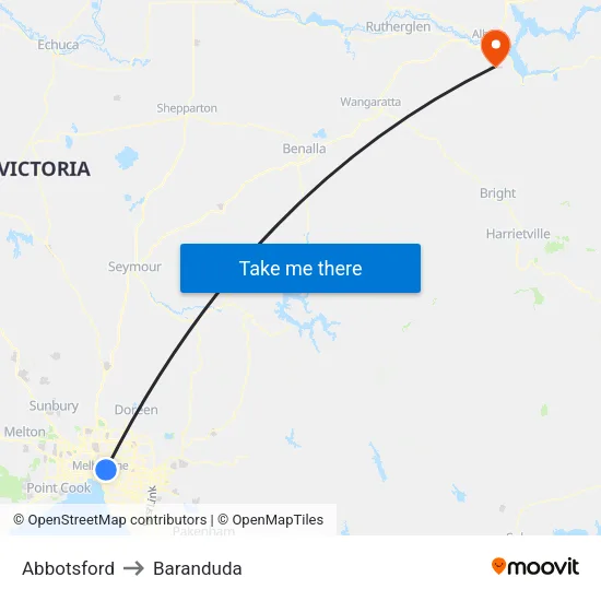 Abbotsford to Baranduda map