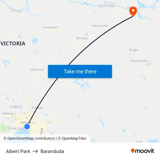 Albert Park to Baranduda map