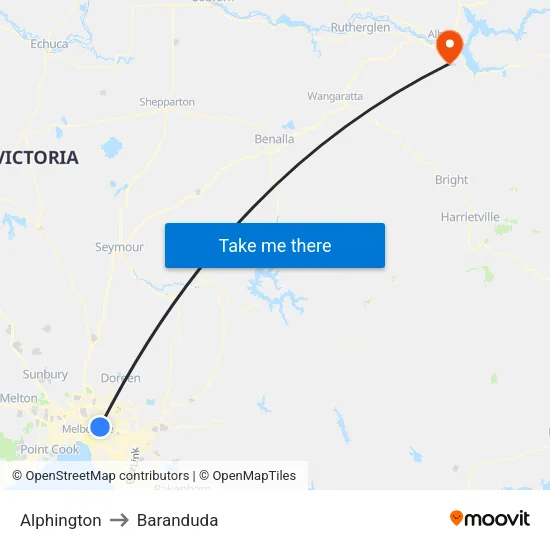 Alphington to Baranduda map