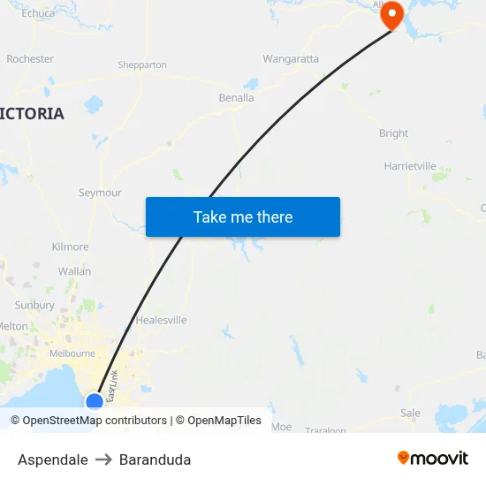 Aspendale to Baranduda map