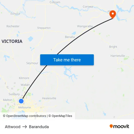 Attwood to Baranduda map