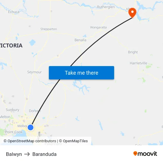 Balwyn to Baranduda map