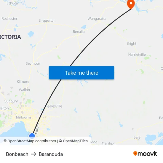 Bonbeach to Baranduda map