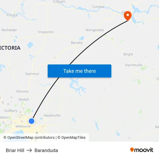 Briar Hill to Baranduda map