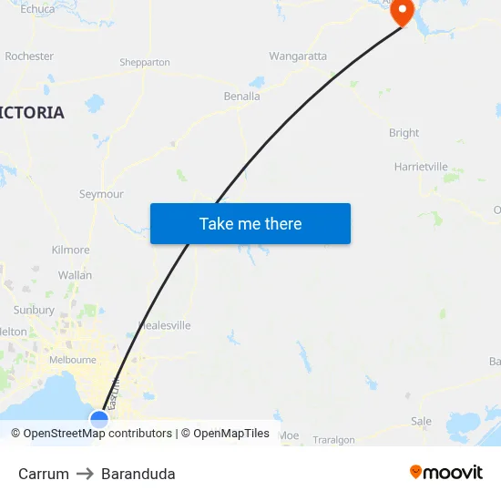 Carrum to Baranduda map