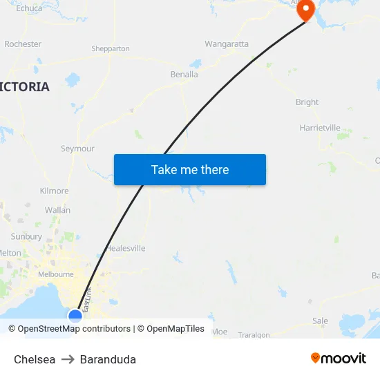 Chelsea to Baranduda map