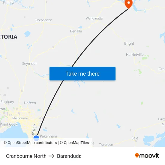 Cranbourne North to Baranduda map
