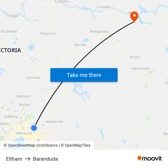 Eltham to Baranduda map