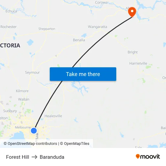 Forest Hill to Baranduda map