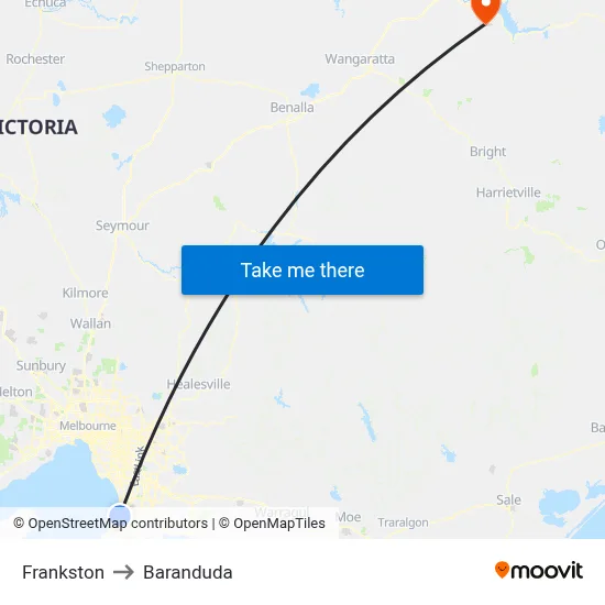 Frankston to Baranduda map