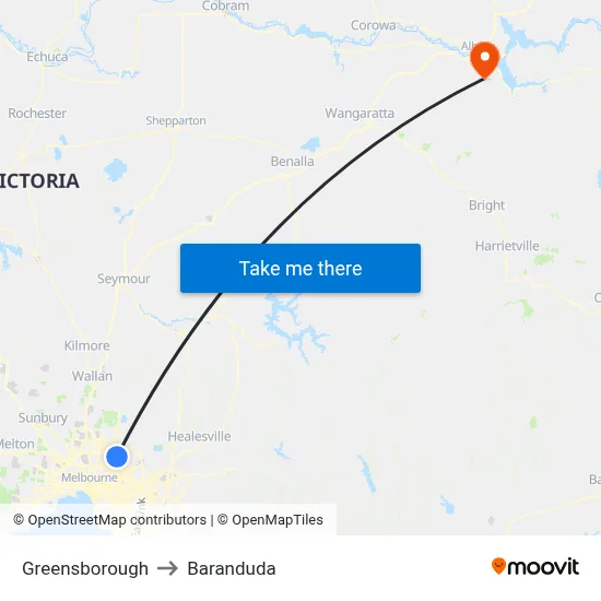 Greensborough to Baranduda map