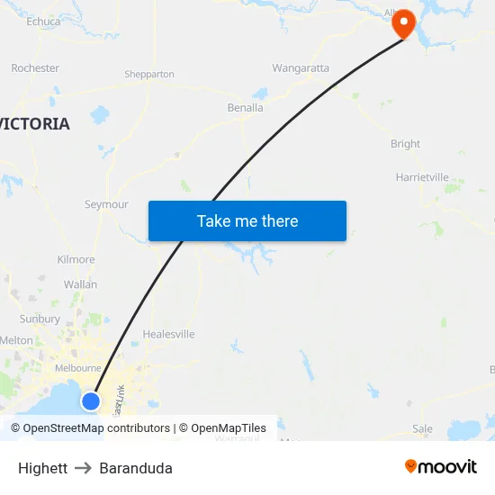 Highett to Baranduda map