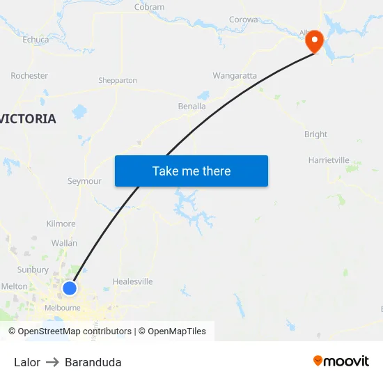 Lalor to Baranduda map