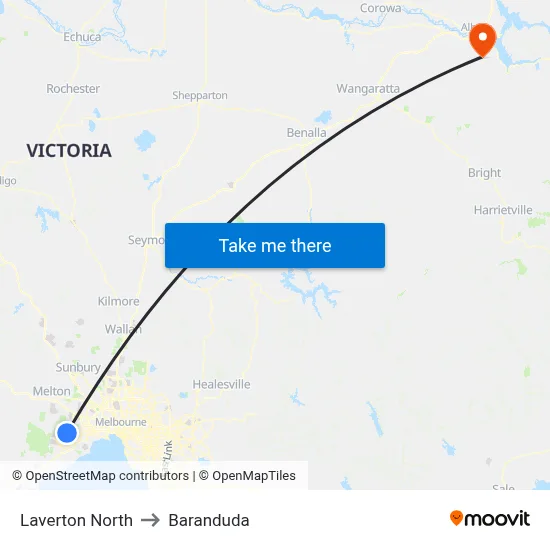 Laverton North to Baranduda map