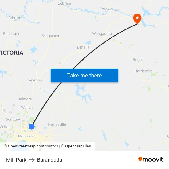 Mill Park to Baranduda map