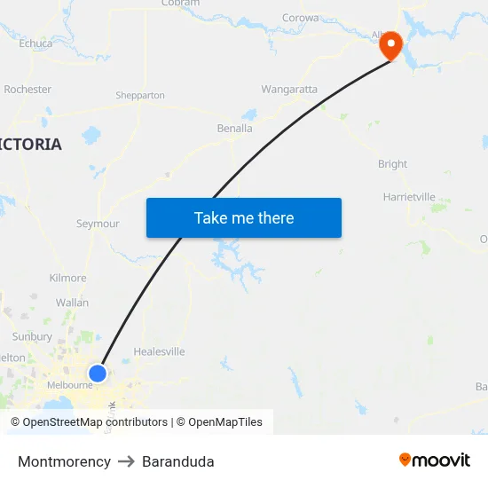 Montmorency to Baranduda map