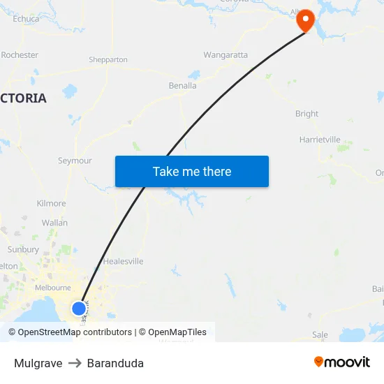 Mulgrave to Baranduda map