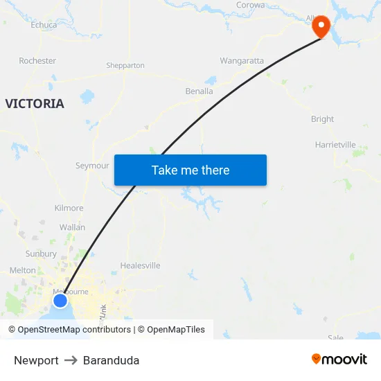 Newport to Baranduda map