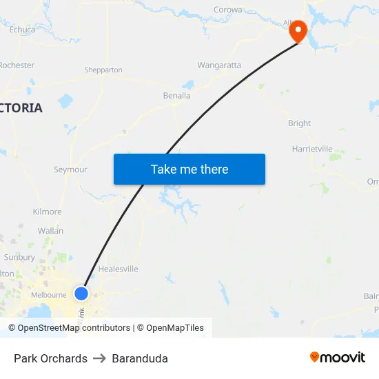 Park Orchards to Baranduda map