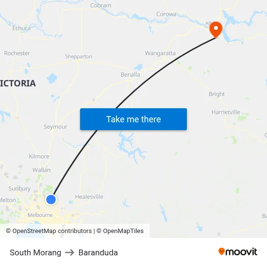 South Morang to Baranduda map