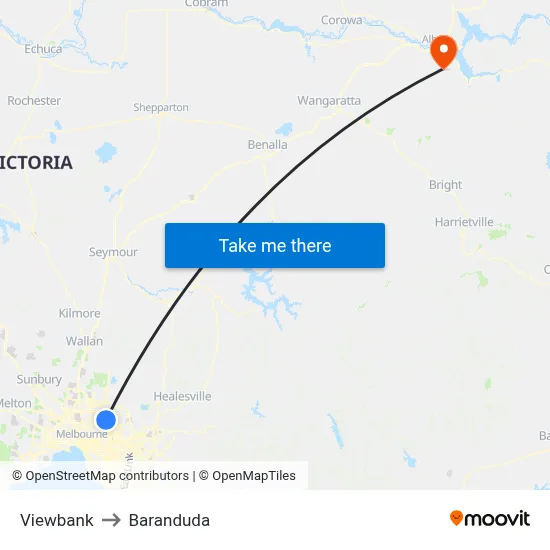 Viewbank to Baranduda map