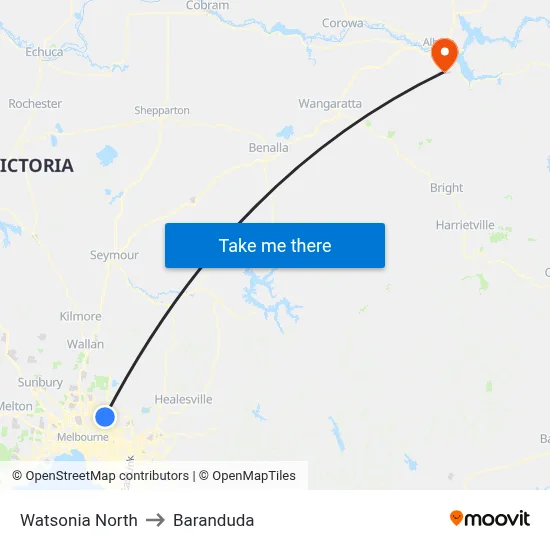 Watsonia North to Baranduda map