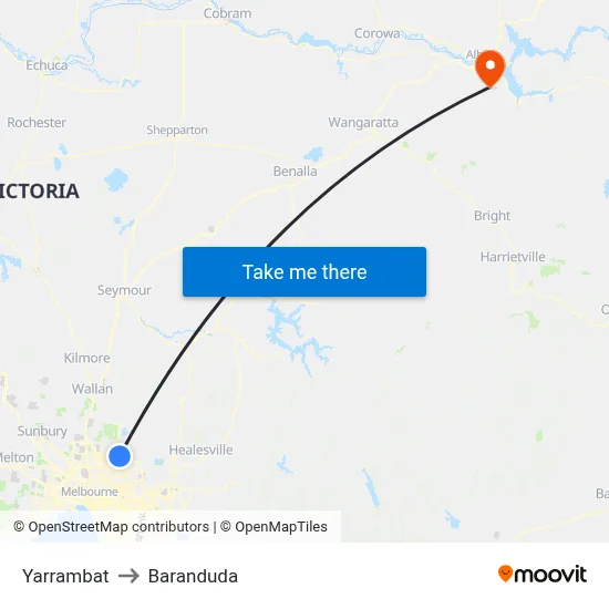 Yarrambat to Baranduda map