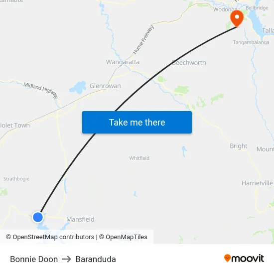 Bonnie Doon to Baranduda map