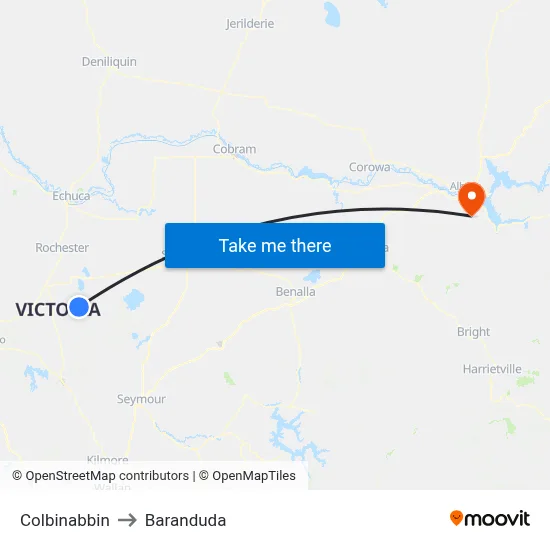 Colbinabbin to Baranduda map