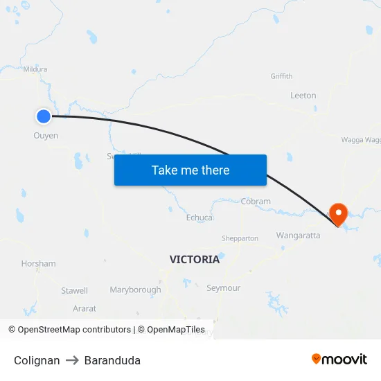 Colignan to Baranduda map