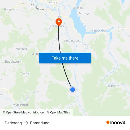Dederang to Baranduda map