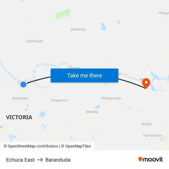 Echuca East to Baranduda map