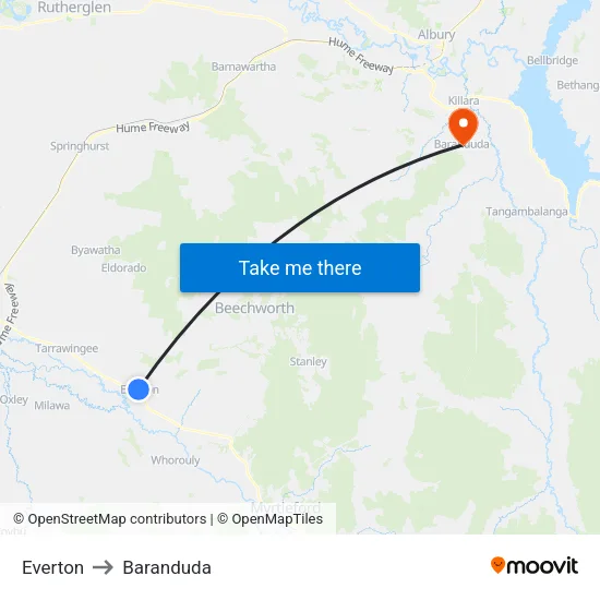 Everton to Baranduda map