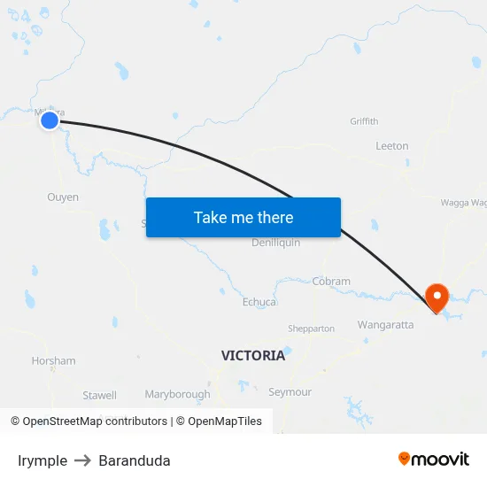 Irymple to Baranduda map