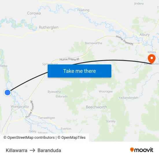 Killawarra to Baranduda map