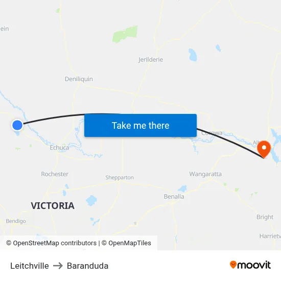 Leitchville to Baranduda map