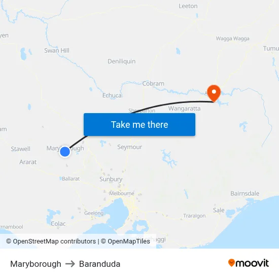 Maryborough to Baranduda map