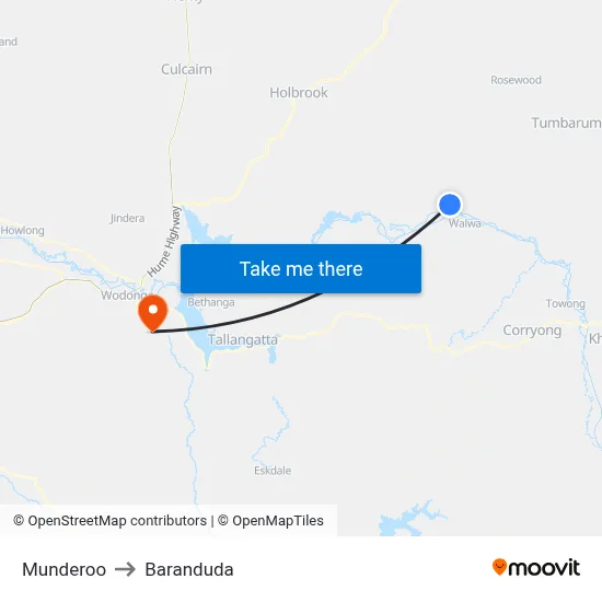 Munderoo to Baranduda map