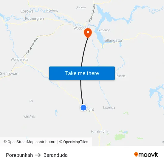Porepunkah to Baranduda map