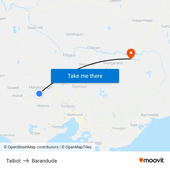 Talbot to Baranduda map