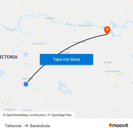 Tallarook to Baranduda map
