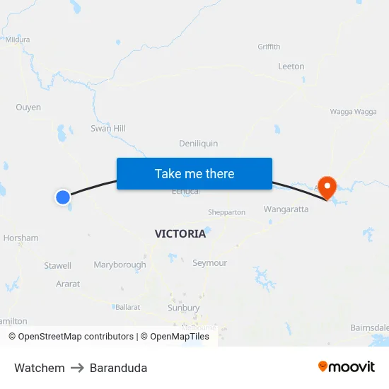 Watchem to Baranduda map