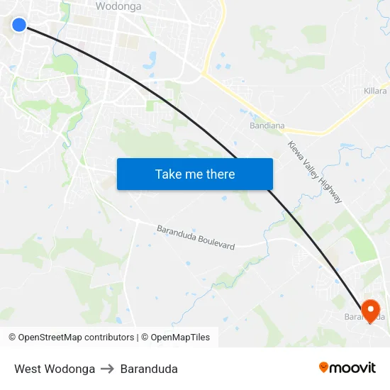 West Wodonga to Baranduda map