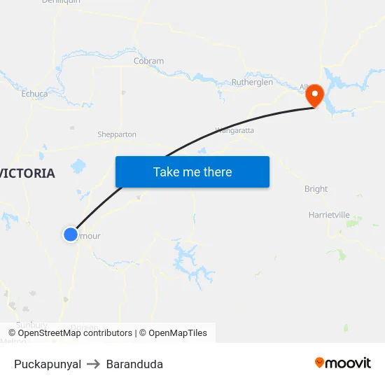 Puckapunyal to Baranduda map