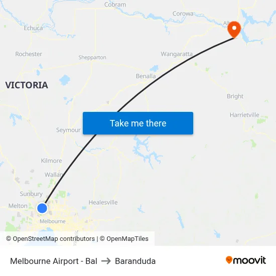 Melbourne Airport - Bal to Baranduda map